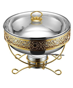 Gold and Silver Serving Dish with Warmer