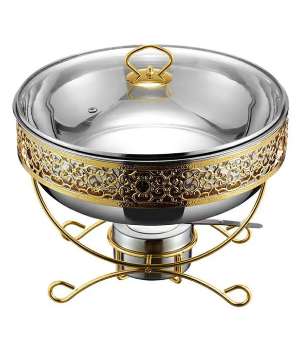 Gold and Silver Serving Dish with Warmer