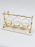 Marble Platform Metal Stand and Hanging Bowls