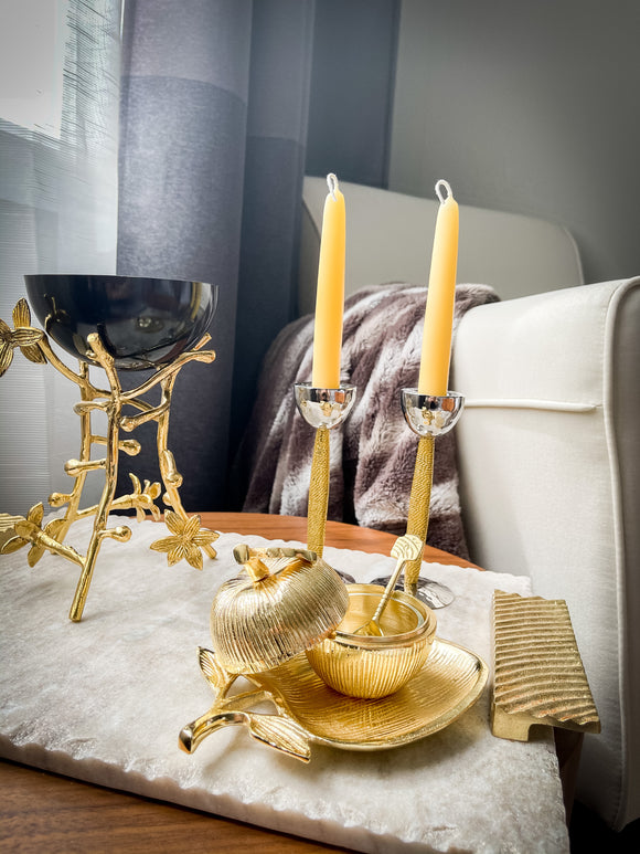 Hammered Silver and Gold Candle Holders ( Set of Two)