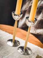 Hammered Silver and Gold Candle Holders ( Set of Two)