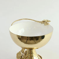 Floral Design Gold and White Footed Bowl