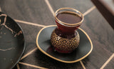 18-Piece Ottoman Carved Gold and Black Tea Set