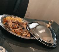 Extra Large Stainless Steel Serving Platter With Dome Lid