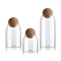 Glass Jars with Cork Sphere Lid