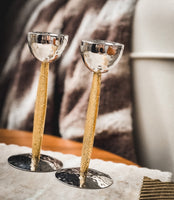 Hammered Silver and Gold Candle Holders ( Set of Two)