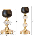 Set of Two Matte Black and Rose Gold Candle Holders