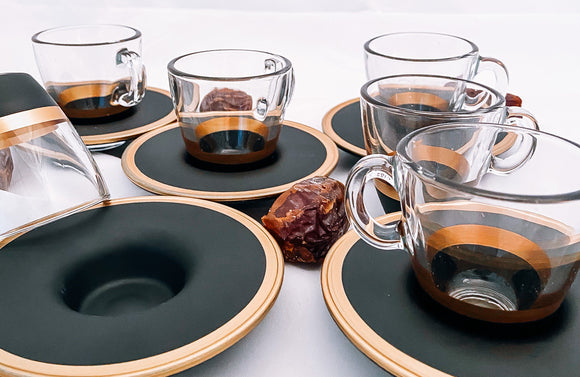 Cerámica árabe Golden juego de té con leche de azúcar en la Olla de tetera  de porcelana de tarros de taza de té conjunto platillo tazas de café oro -  China Juego