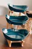 Triple Tier Emerald Green Platter with Wood Stand