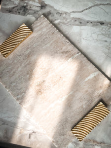 Marble Tray with Embossed Handles